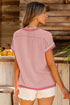 Retro Vibe Contrast Trim Corded Knit Short Sleeve Top